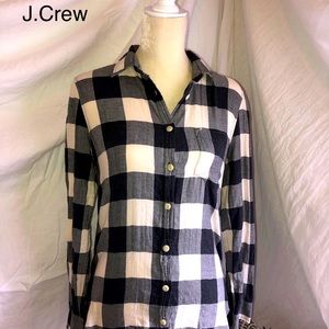 *J.Crew~ Black & Cream Plaid Top
